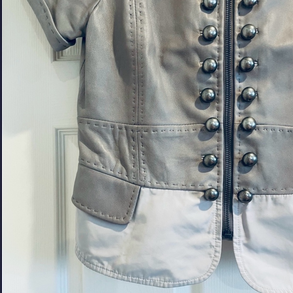 BCBG Max Azria Military Style Leather Jacket - Picture 5 of 9